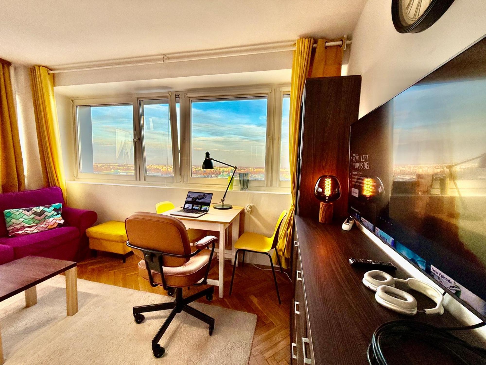 Super Apartment Yellow 2X Metro Fast Wifi 1 Gbs Netflix Panorama Miasta Варшава Екстер'єр фото