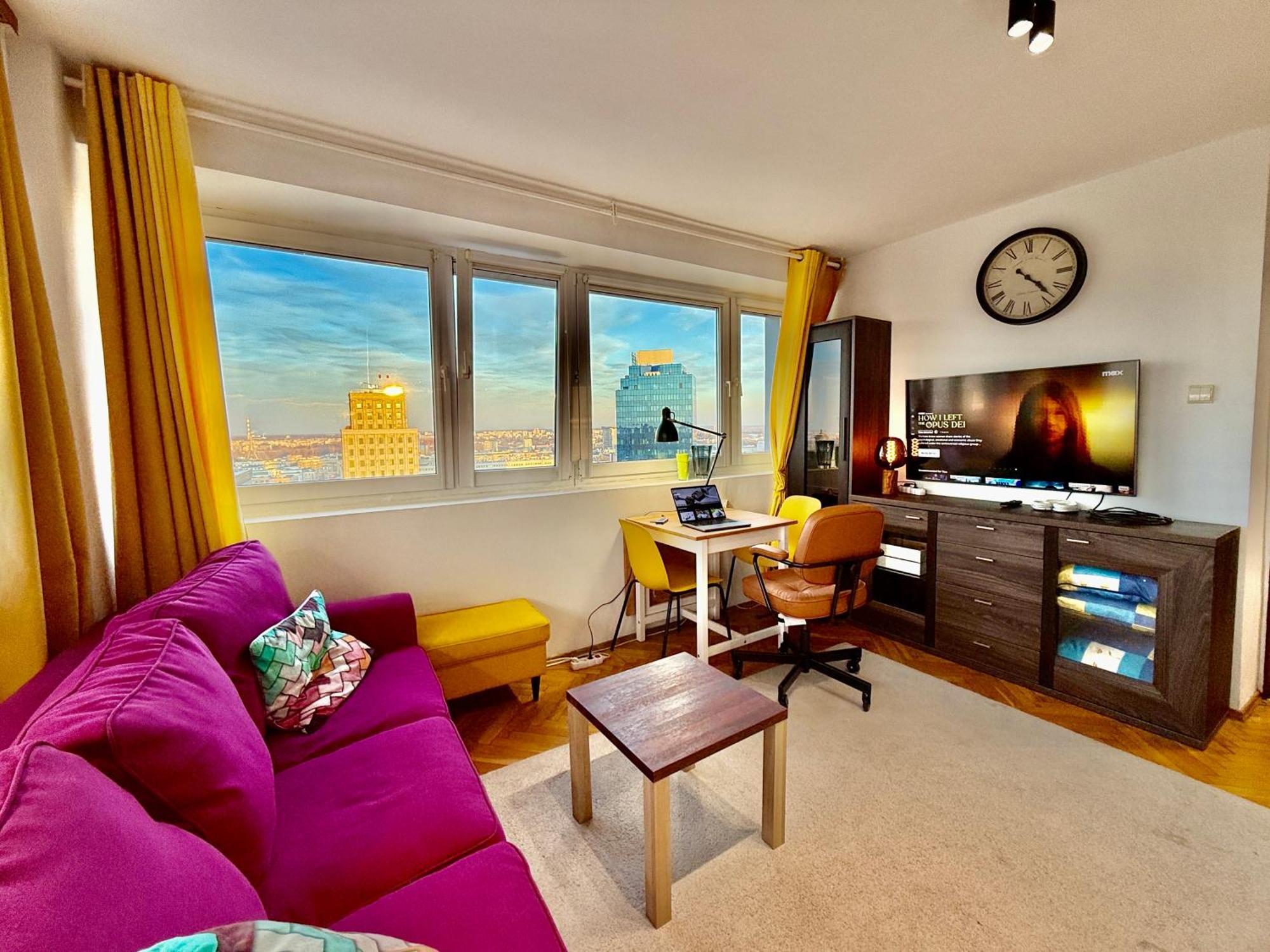 Super Apartment Yellow 2X Metro Fast Wifi 1 Gbs Netflix Panorama Miasta Варшава Екстер'єр фото