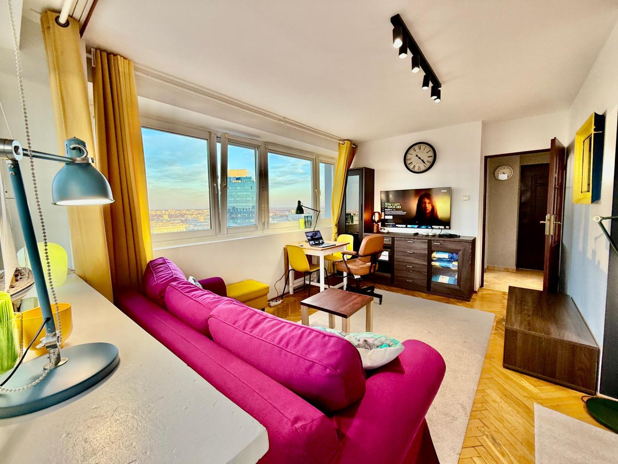 Super Apartment Yellow 2X Metro Fast Wifi 1 Gbs Netflix Panorama Miasta Варшава Екстер'єр фото